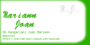 mariann joan business card